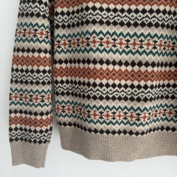 J.Crew Sweater Mens Medium Fair Isle Lambswool Knit Nordic Grandpa Crew Neck - Picture 10 of 16